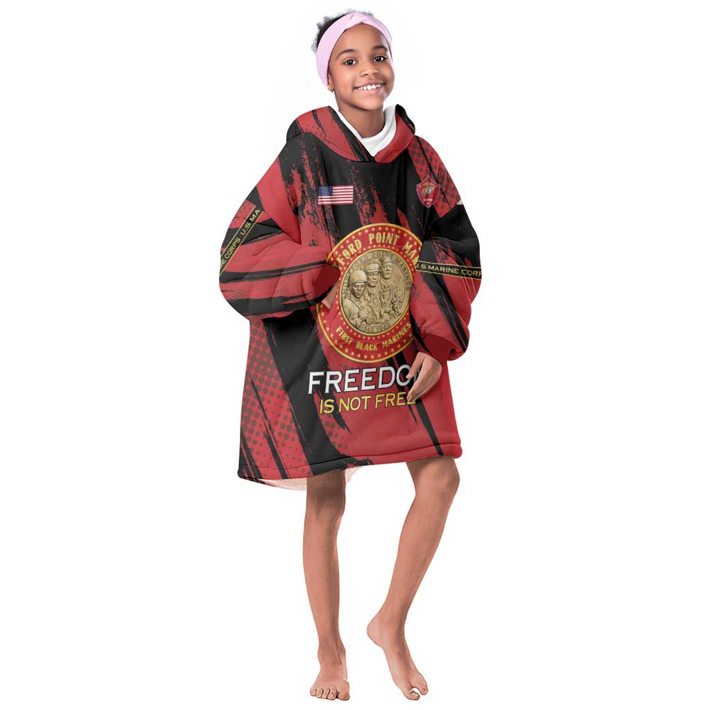 Personalized Honoring the First Black Marines Kid Wearable Blanket Hoodie Montford Point Heroes - Red - African Pride