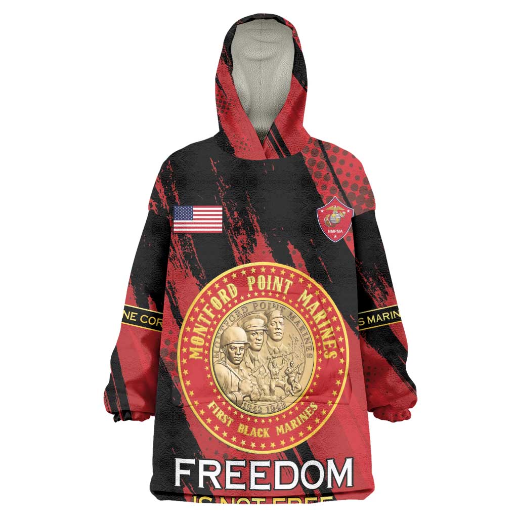 Personalized Honoring the First Black Marines Kid Wearable Blanket Hoodie Montford Point Heroes - Red - African Pride