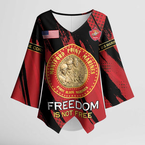 Personalized Proud to Honor Montford Point Marines Kimono Sleeve Blouse Freedom Is Not Free - Red