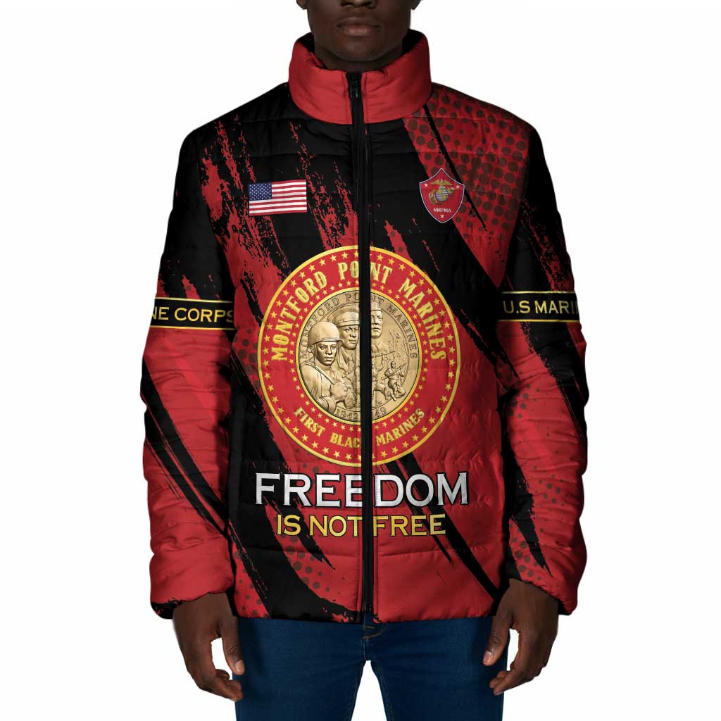 Personalized Proud to Honor Montford Point Marines Padded Jacket Freedom Is Not Free - Red