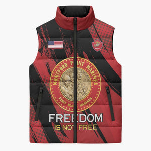 Personalized Proud to Honor Montford Point Marines Sleeveless Puffer Jacket Freedom Is Not Free - Red