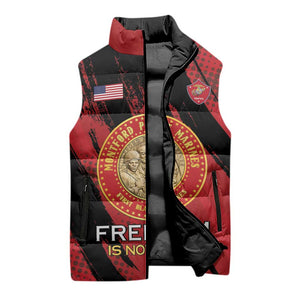 Personalized Proud to Honor Montford Point Marines Sleeveless Puffer Jacket Freedom Is Not Free - Red