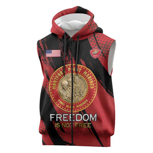 Personalized Honoring the First Black Marines Sleeveless Zip Hoodie Montford Point Heroes - Red - African Pride