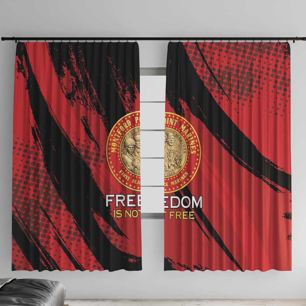 Honoring the First Black Marines Window Curtain Montford Point Heroes - Red - African Pride