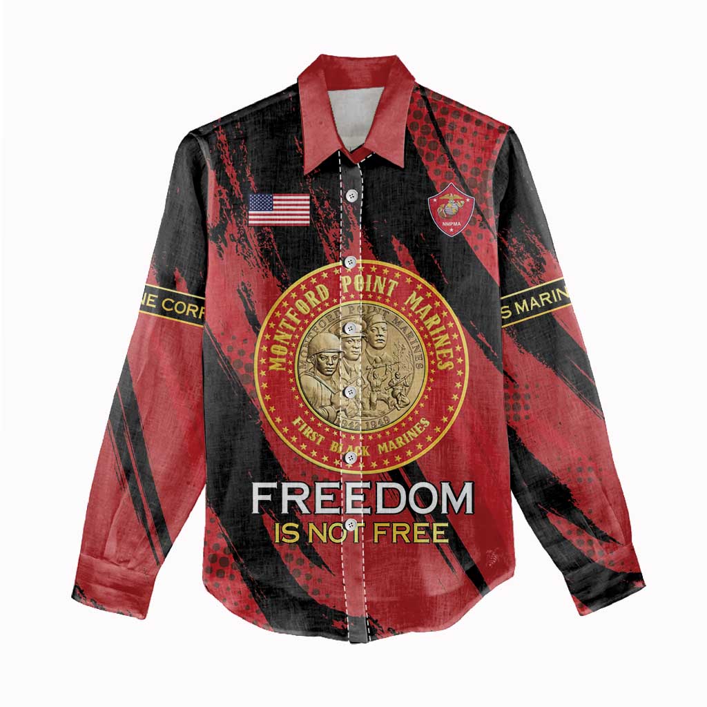 Personalized Honoring the First Black Marines Women Casual Shirt Montford Point Heroes - Red - African Pride