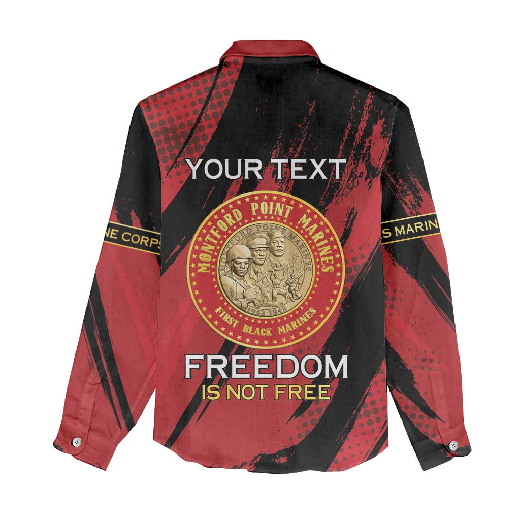 Personalized Honoring the First Black Marines Women Casual Shirt Montford Point Heroes - Red - African Pride