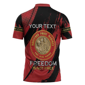 Personalized Proud to Honor Montford Point Marines Zipper Polo Shirt Freedom Is Not Free - Red
