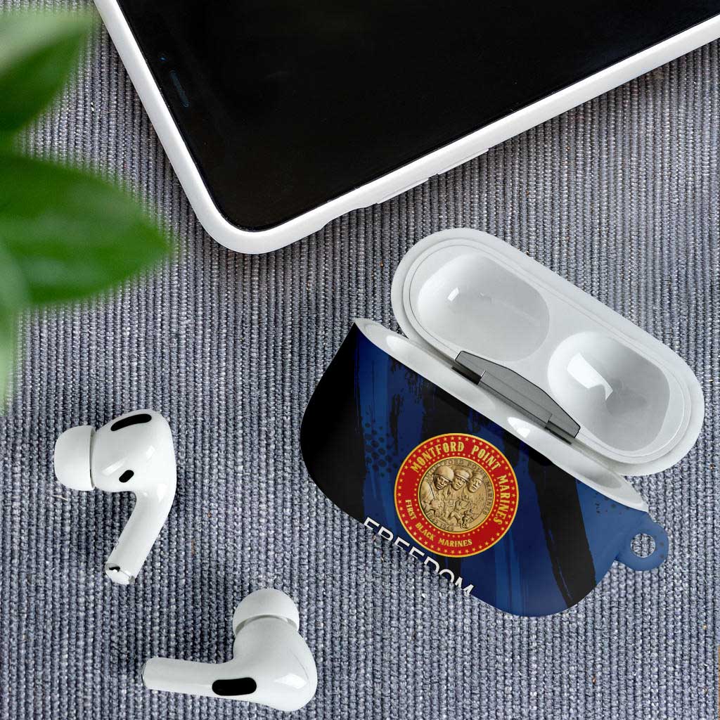 Proud to Honor Montford Point Marines AirPods Case Freedom Is Not Free - Blue