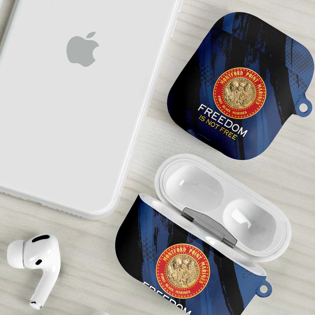 Proud to Honor Montford Point Marines AirPods Case Freedom Is Not Free - Blue