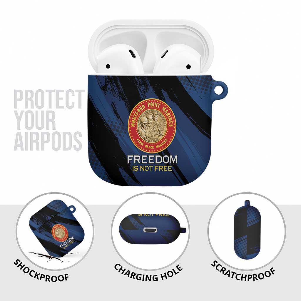 Proud to Honor Montford Point Marines AirPods Case Freedom Is Not Free - Blue