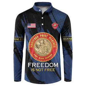 Personalized Proud to Honor Montford Point Marines Button Sweatshirt Freedom Is Not Free - Blue