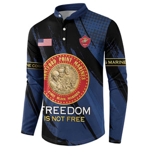 Personalized Proud to Honor Montford Point Marines Button Sweatshirt Freedom Is Not Free - Blue
