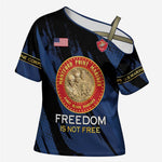 Personalized Proud to Honor Montford Point Marines Cross Shoulder Shirt Freedom Is Not Free - Blue