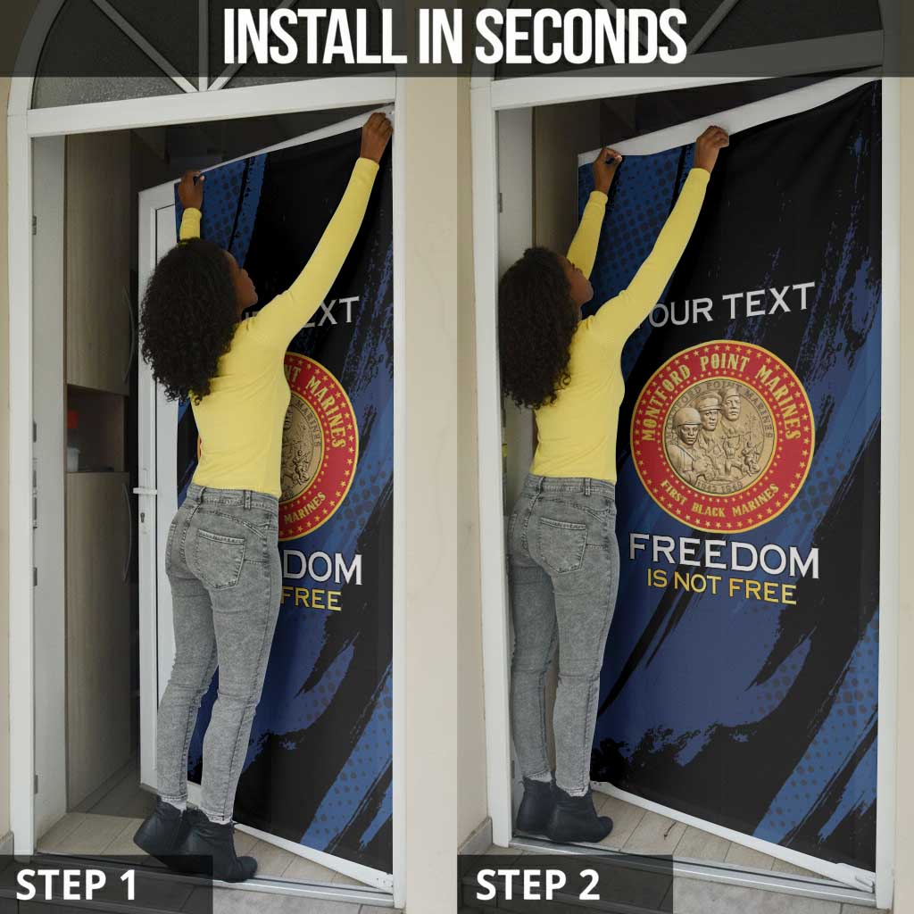 Personalized Proud to Honor Montford Point Marines Door Cover Freedom Is Not Free - Blue