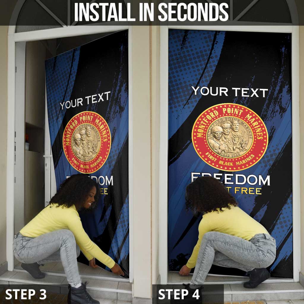 Personalized Proud to Honor Montford Point Marines Door Cover Freedom Is Not Free - Blue