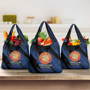 Honoring the First Black Marines Grocery Bag Montford Point Heroes - Blue - African Pride