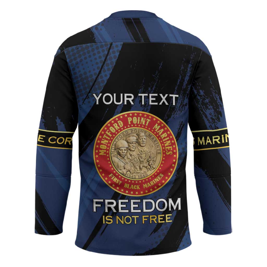 Personalized Proud to Honor Montford Point Marines Hockey Jersey Freedom Is Not Free - Blue