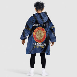 Personalized Honoring the First Black Marines Kid Wearable Blanket Hoodie Montford Point Heroes - Blue - African Pride