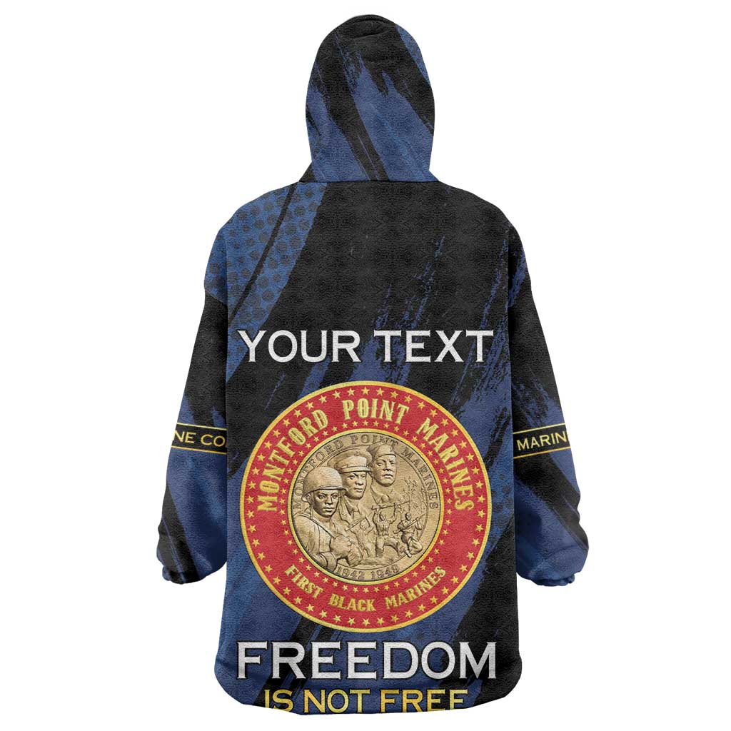 Personalized Honoring the First Black Marines Kid Wearable Blanket Hoodie Montford Point Heroes - Blue - African Pride