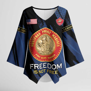 Personalized Proud to Honor Montford Point Marines Kimono Sleeve Blouse Freedom Is Not Free - Blue