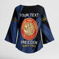 Personalized Proud to Honor Montford Point Marines Kimono Sleeve Blouse Freedom Is Not Free - Blue