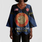 Personalized Proud to Honor Montford Point Marines Kimono Sleeve Blouse Freedom Is Not Free - Blue