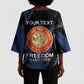 Personalized Proud to Honor Montford Point Marines Kimono Sleeve Blouse Freedom Is Not Free - Blue