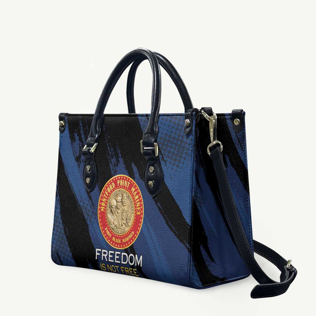 Proud to Honor Montford Point Marines Leather Bag Freedom Is Not Free - Blue