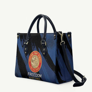 Proud to Honor Montford Point Marines Leather Bag Freedom Is Not Free - Blue