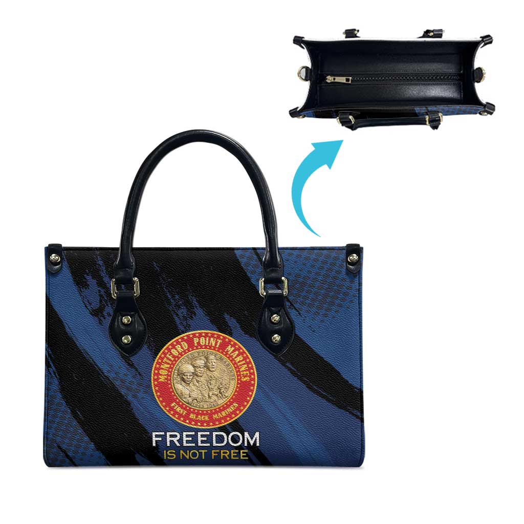 Proud to Honor Montford Point Marines Leather Bag Freedom Is Not Free - Blue