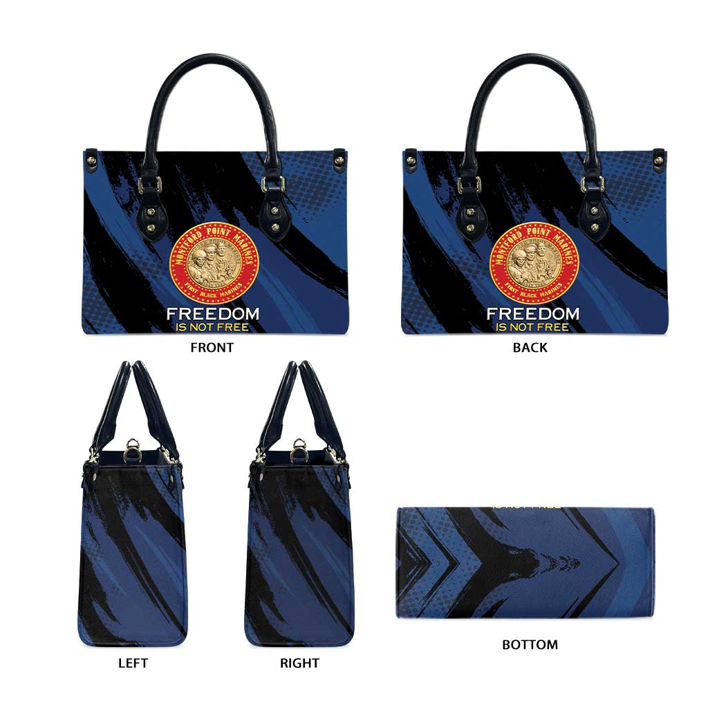 Proud to Honor Montford Point Marines Leather Bag Freedom Is Not Free - Blue