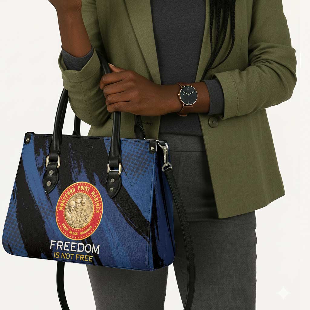 Proud to Honor Montford Point Marines Leather Bag Freedom Is Not Free - Blue