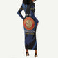 Personalized Honoring the First Black Marines Long Sleeve Bodycon Dress Montford Point Heroes - Blue - African Pride
