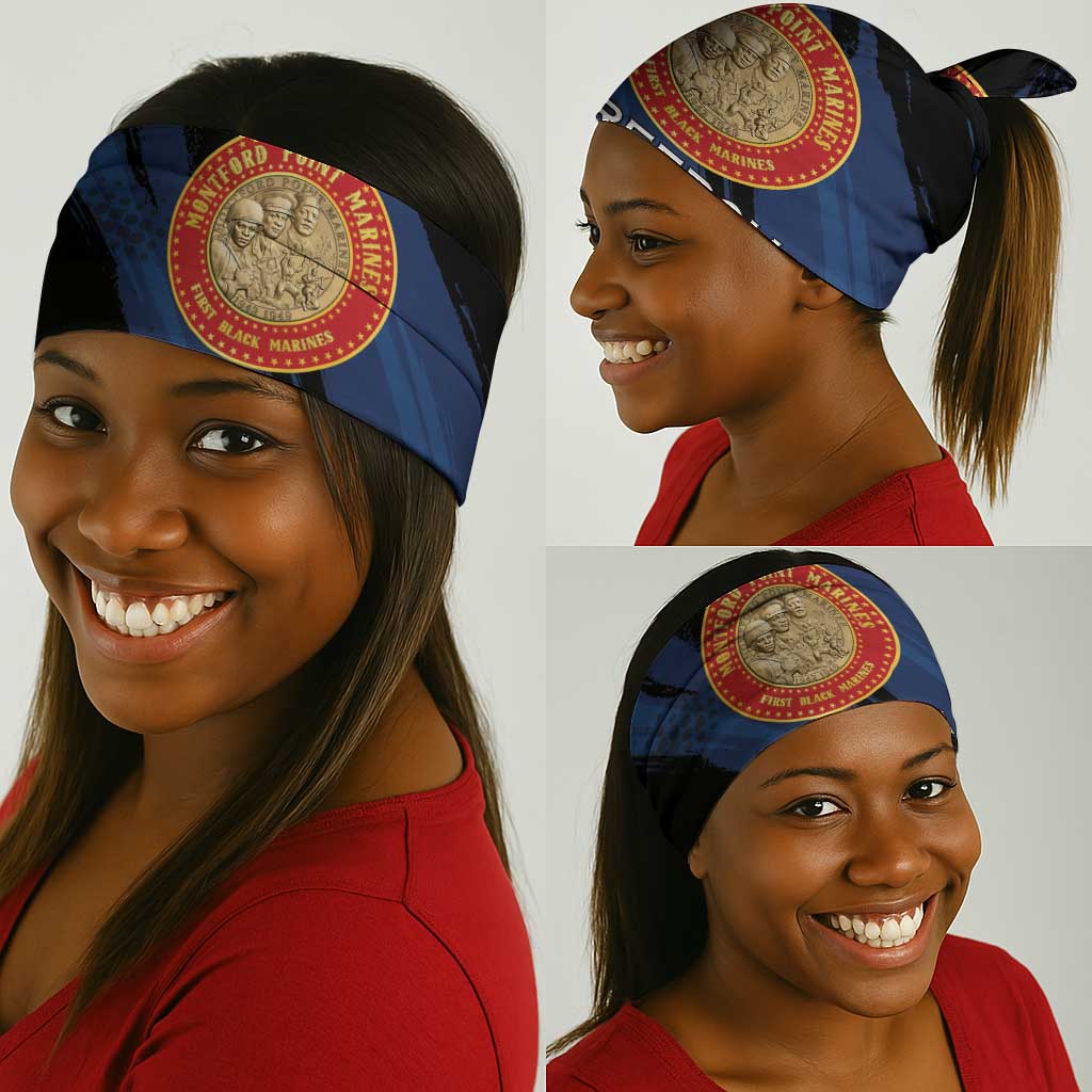 Honoring the First Black Marines Neck Gaiter Montford Point Heroes - Blue - African Pride