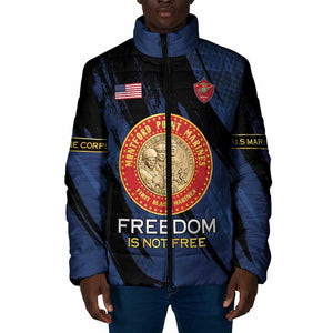 Personalized Proud to Honor Montford Point Marines Padded Jacket Freedom Is Not Free - Blue