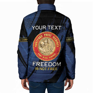 Personalized Proud to Honor Montford Point Marines Padded Jacket Freedom Is Not Free - Blue