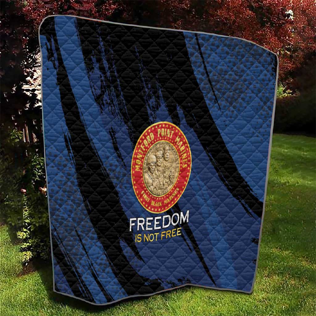 Honoring the First Black Marines Quilt Montford Point Heroes - Blue - African Pride