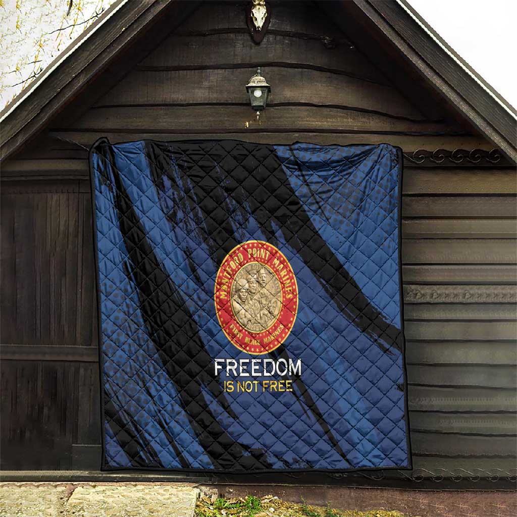 Honoring the First Black Marines Quilt Montford Point Heroes - Blue - African Pride