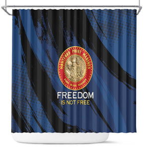 Honoring the First Black Marines Shower Curtain Montford Point Heroes - Blue - African Pride