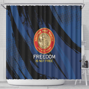 Honoring the First Black Marines Shower Curtain Montford Point Heroes - Blue - African Pride