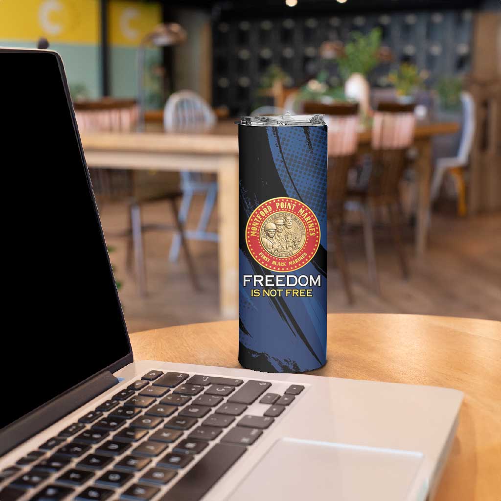 Personalized Honoring the First Black Marines Skinny Tumbler Montford Point Heroes - Blue - African Pride