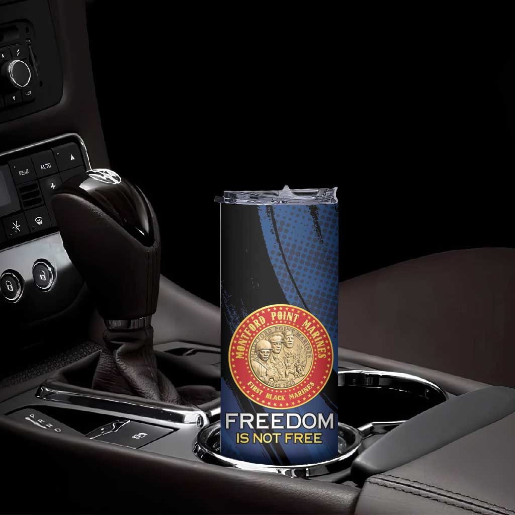 Personalized Honoring the First Black Marines Skinny Tumbler Montford Point Heroes - Blue - African Pride