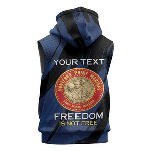 Personalized Honoring the First Black Marines Sleeveless Zip Hoodie Montford Point Heroes - Blue - African Pride