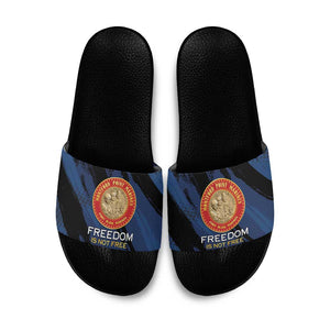 Proud to Honor Montford Point Marines Slide Sandals Freedom Is Not Free - Blue