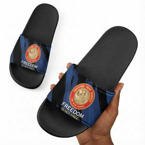 Proud to Honor Montford Point Marines Slide Sandals Freedom Is Not Free - Blue