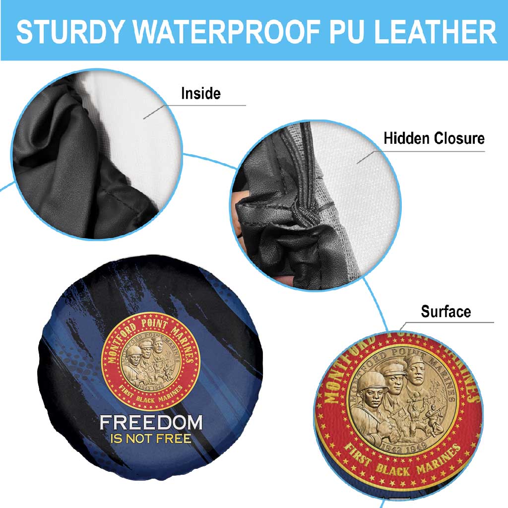 Honoring the First Black Marines Spare Tire Cover Montford Point Heroes - Blue - African Pride