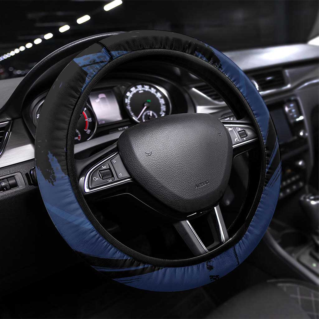Honoring the First Black Marines Steering Wheel Cover Montford Point Heroes - Blue - African Pride