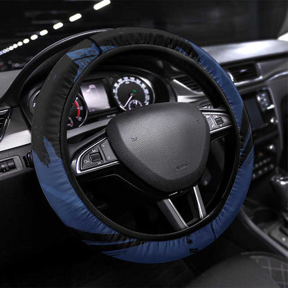 Honoring the First Black Marines Steering Wheel Cover Montford Point Heroes - Blue - African Pride