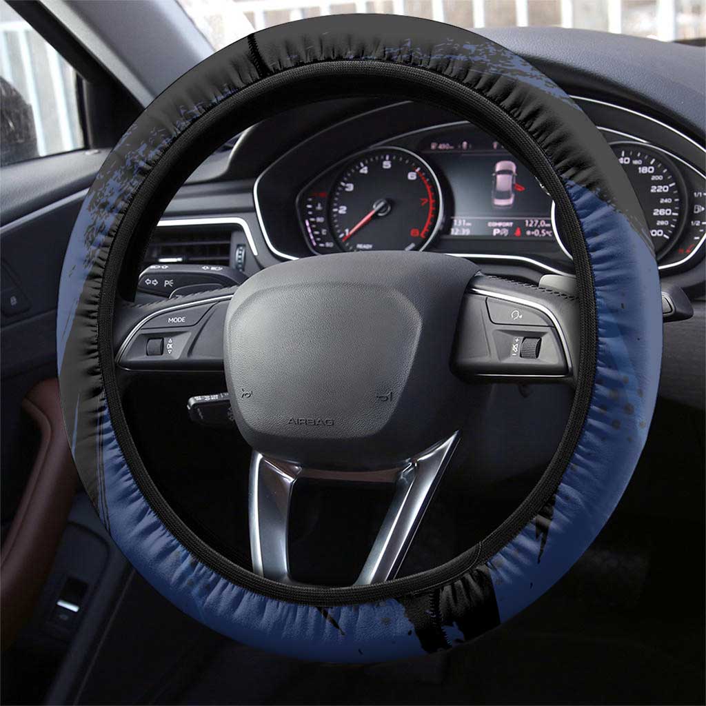 Honoring the First Black Marines Steering Wheel Cover Montford Point Heroes - Blue - African Pride