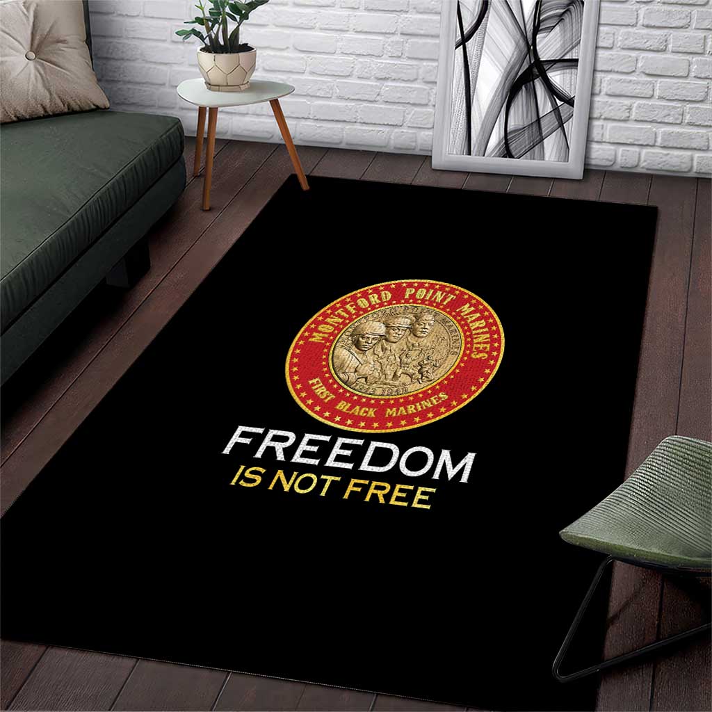 Honoring the First Black Marines Area Rug Montford Point Heroes - Black - African Pride